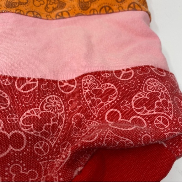 Disney Parks large cotton tote bag red pink yellow Orange snap closure Mickey - Picture 5 of 6